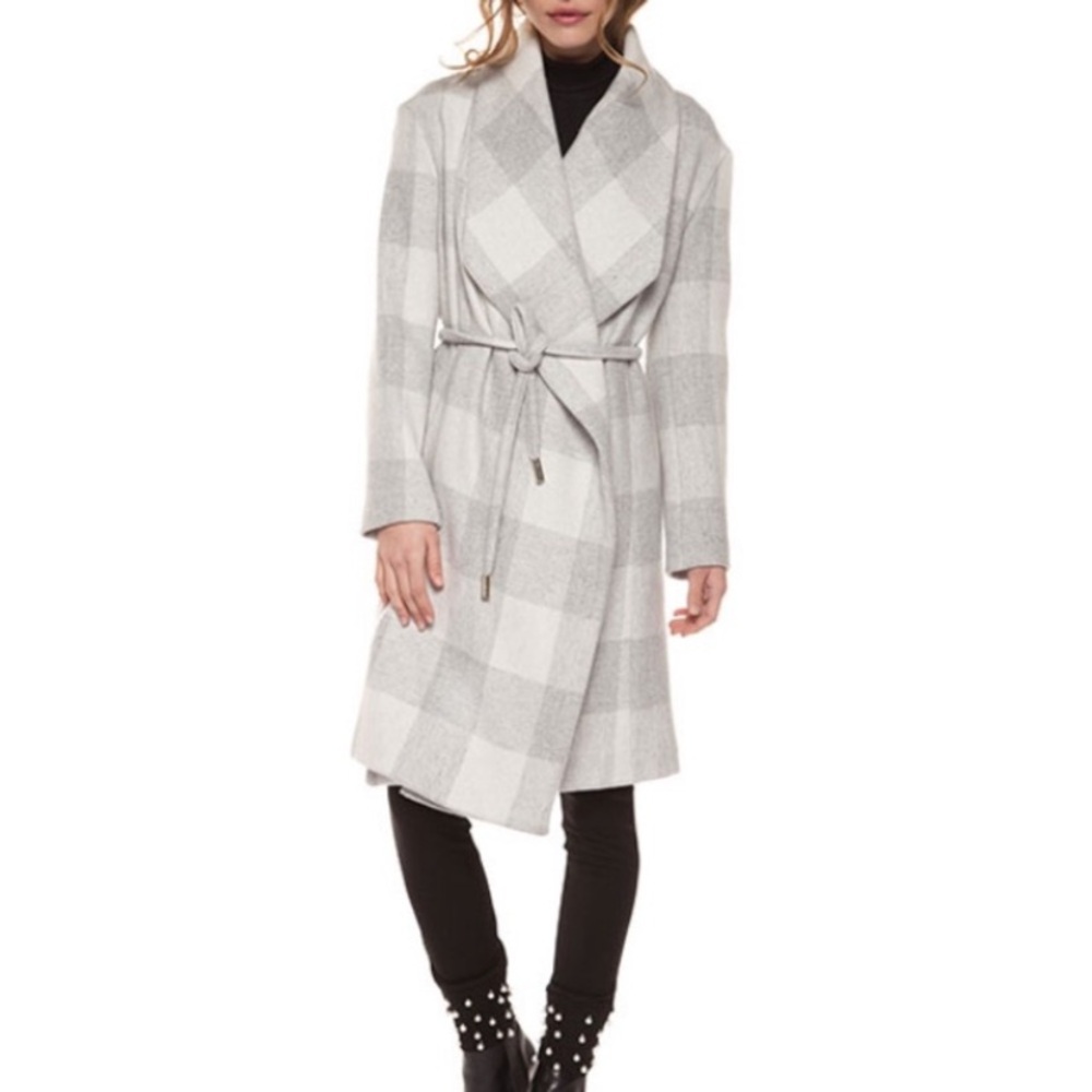 Dex plaid draped open front jacket